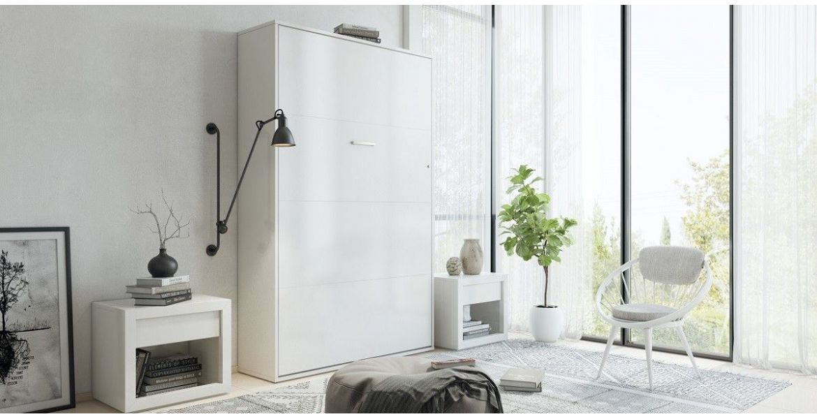 Manaya Invento Skabsseng 140x200. Lodret Skab :Hvid - Front: Hvid mat